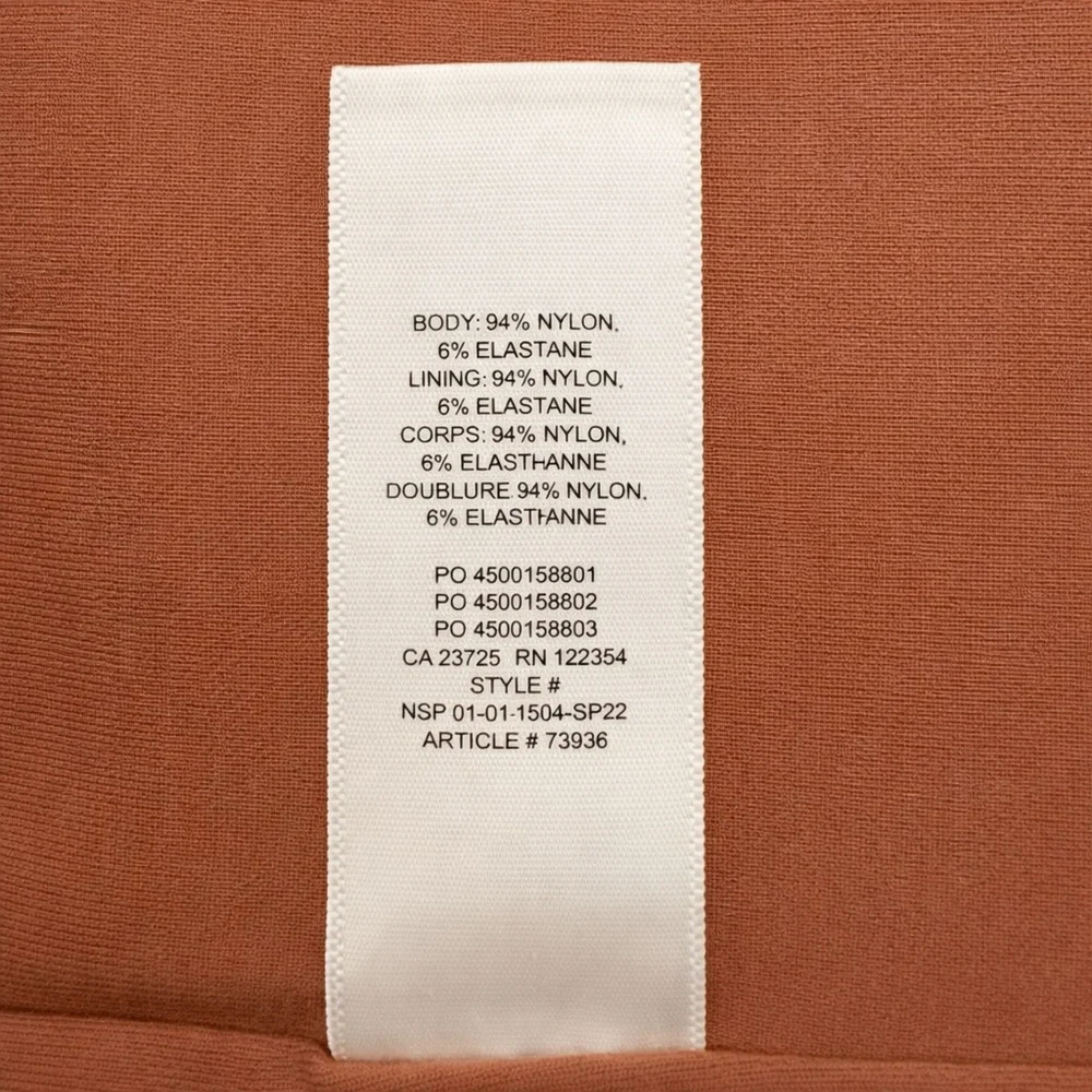 Babaton Contour Headway Bodysuit Rust Brown Square Neck Long Sleeve Small NWT - Picture 7 of 8